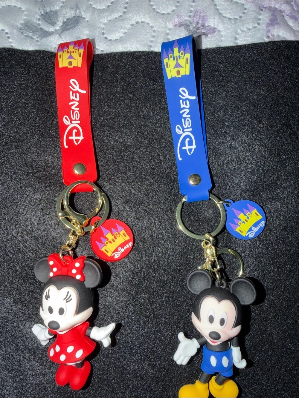 Disney Red Minnie & Blue Mickey Silicone Keychain Set